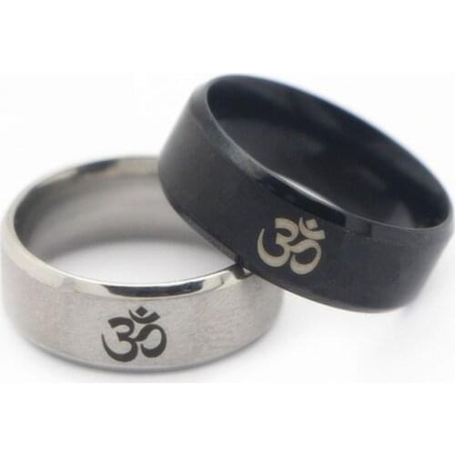 OM Symbol,Buddhism, Zen Art Ring Stainless Steel Jewelry India Yoga Motor Biker Rings Gift For Men and Women