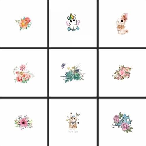 Beautiful Girl Patch Heat Transfer Flowers Patces Iron On Transfer For Clothing Payches Stripe Thermal Stickers On Clothes Patch