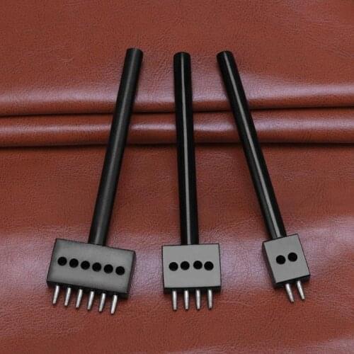 5mm Round Stitching Punching Tool 2/4/6 Prong DIY Handmade Leather Craft Circular Stitched Hole Spacing Drilling Leather Tool