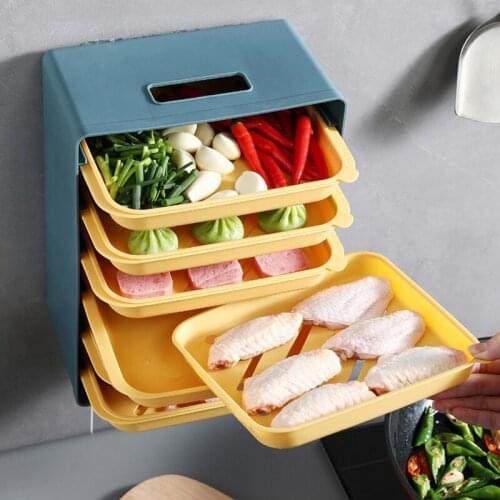 Kitchen Storage Multi Layer Dish Tray Wall Mounted Side Dish Stackable Fruit Display Storage Plate Hot Pot Serving Tray