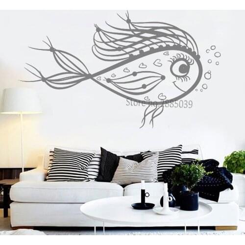 Cute Fish Wall Decals Vinyl Sticker For Kids Room Water Bubbles Home Decor Interior Art Murals stickers muraux Removable LC929