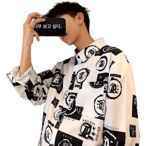 Mens Korean version of the long-sleeved trend ins Hong Kong wind casual students loose sunscreen shirt tide mens thin coat