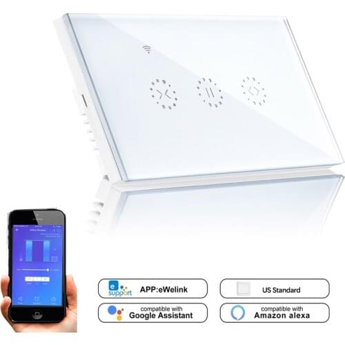 Ewelink APP US WiFi Curtain Wall Switch for Electric motorized Curtain Blind Roller Shutter Google Home/Alexa Voice Control