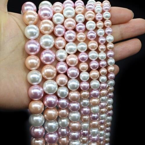 Oameusa Natural Round Colored Shell Beads Loose Beads For Jewelry Making Spacer Beads Accessories Diy Make