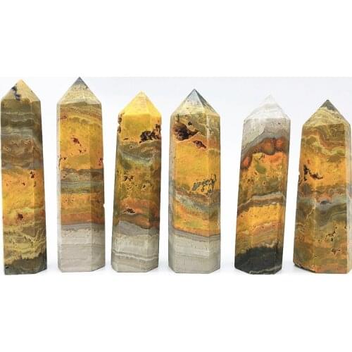 Drop Shipping 1PC Natural Yellow Crystal Hexagonal Column Crystal Point Mineral Ornament Healing Natural Stones and Crystals