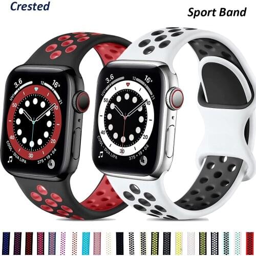 Silicone Strap For Apple Watch band 44mm 40mm 38mm 42mm 44 mm soft Breathable watchband correa bracelet iWatch 3 4 5 6 se band