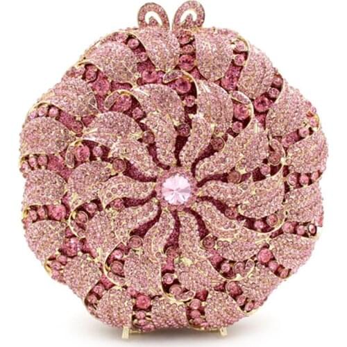 Luxury Candy Shape Evening Clutch Bags Pink Crystal Gold Clutch Women Fashion Wedding Party Purse Evening Clutch Handbags