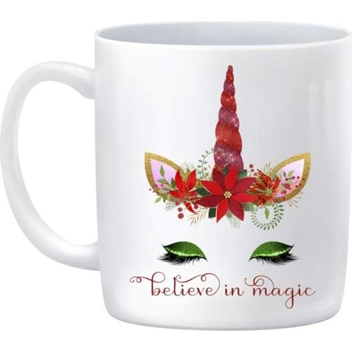 Christmas Unicorn Coffee Mugs 11 Oz Porcelain Novelty Cups Gift