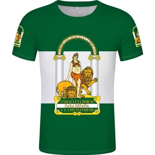 ANDALUSIA shirt free custom made name number sevilla t-shirt print flag word malaga cadiz granada huelva almeria spain clothing