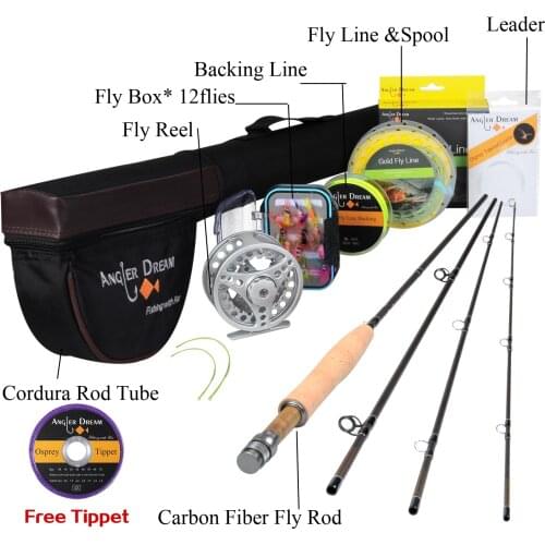 8'4"/9‘ 3 5 8WT Fly Fishing Rod 30T Carbon Fiber/Graphite IM 8 Mid-Fast Action With Fly Fishing Reel With Fly Line Combo Tippet