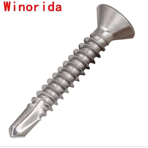 GuHua Cross Countersunk Head Self Drilling Screws KA 304 Stainless Steel Philips Flat Head Drill Tail Self Tapping Screw 10pcs