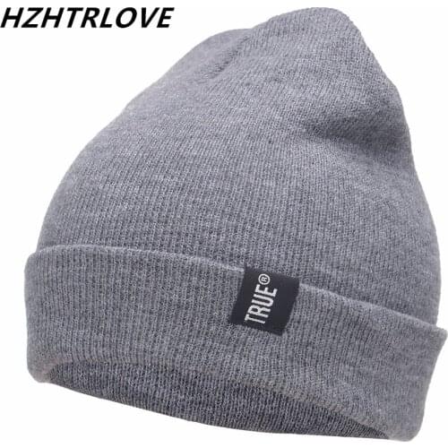 Letter True Casual Beanies for Men Women Fashion Knitted Winter Hat Solid Color Hip-hop Skullies Hat Bonnet Unisex Cap Gorro