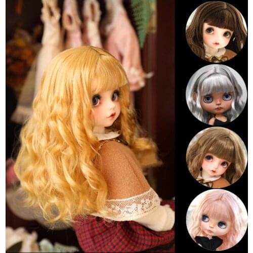 BJD doll imitation hair fits in 1/31/41/6Blythes stylish versatile light summer beach small roll super soft imitation mohair wig