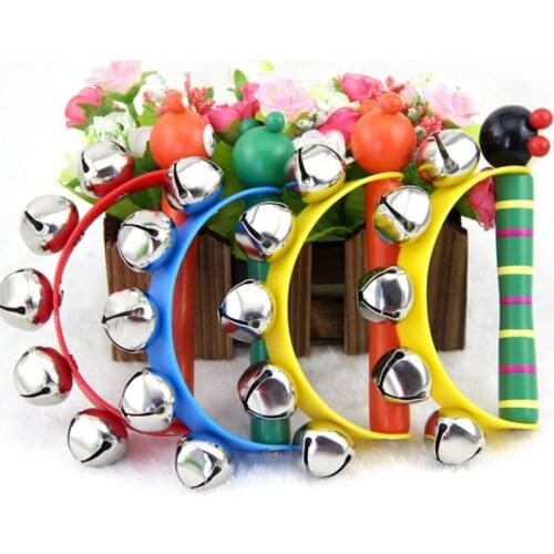 Random color Cute Baby Toys Wooden Rattle Colorful Cartoon Clown Musical Bell Shake Toys Toddler Kids Rattle Toy Bebes MU894613