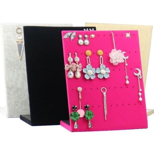 Velvet L Shape Earring Storage Rack Earring Display Stand Holder Jewelry Rack Black/Gray/Yellow Linen Jewelry Frame Earring Rack