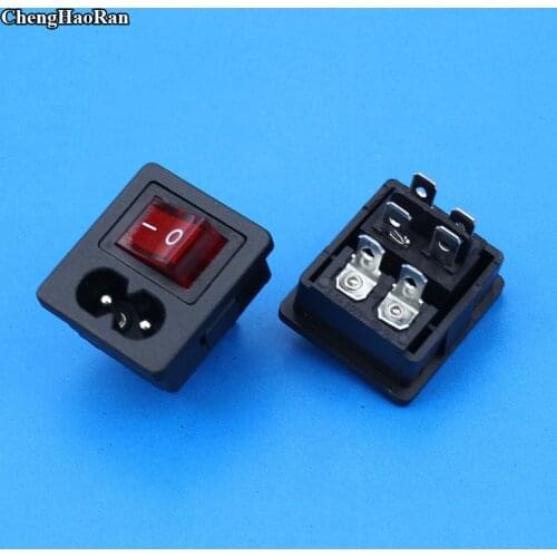 ChengHaoRan C8 input type AC power outlet eight character socket ship type switch matching lamp 2 in 1 full copper