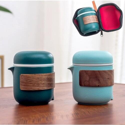 Vintage Travel Tea Set Ceramic Portable Teaware Sets With Carring Cases Teapot with Filter Flower Teawares Retro Drinkware Gift