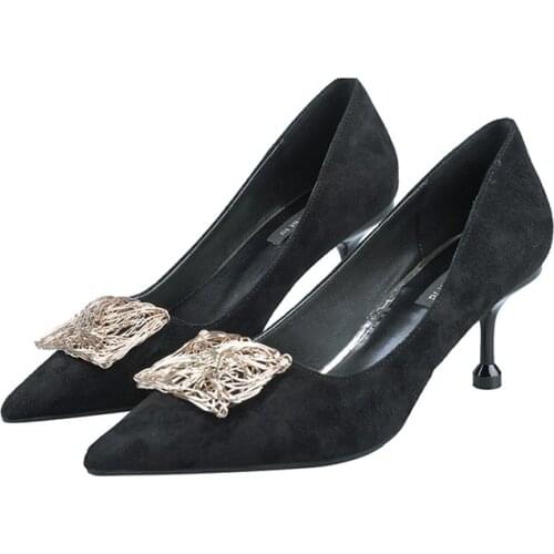 Pointed High Heels Female 2019 New The Wild Shallow Mouth Stiletto Sexy Single Shoes French Girl Work Shoes