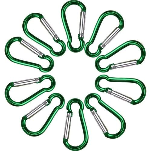10pcs Climbing Button Carabiner D-ring Clip Camping Hiking Hook Outdoor Sports Aluminium Safety Backpack Buckle Keychain #YJ