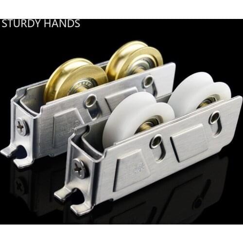 2pcs/lot Panning Cupboard Door Stainless Steel Double Wheel Roller Sliding Doors Windows Sliding Track Pulley Furniture Hardware