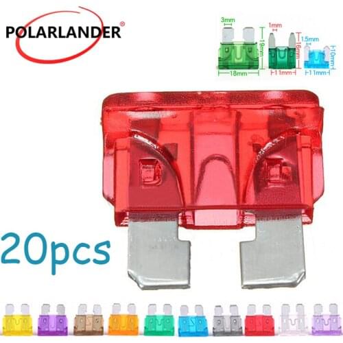 20Pcs/lot Car fuse Zinc Alloy Medium size Medium Standard Blade Fuse 3A 7.5A 5A 10A 15A 20A 25A 30A 35A 40A For Car Motorcycle