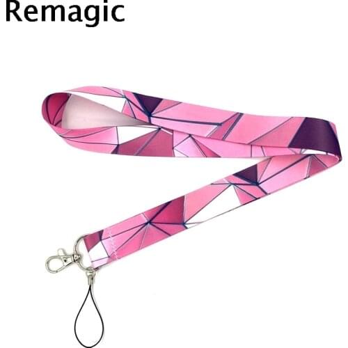 20pcs Pink Lattice Pattern Keychain Lanyards Id Badge Holder ID Card Pass Gym Mobile Phone Badge Holder Key Strap webbing ribbon