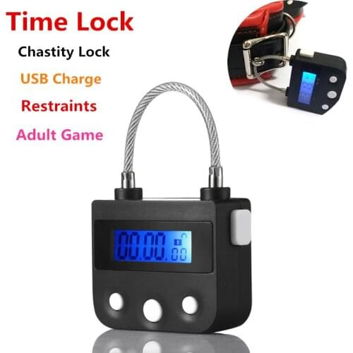 2018 Time Lock Fetish Handcuffs Mouth Gag Electronic Timer Bdsm Bondage Restraints Sex Toys for Couples Adult Game Chastity Lock