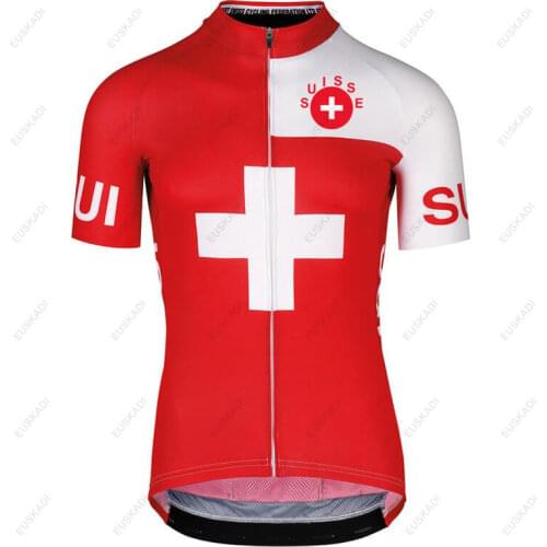 2021 Summer Men Switzerland Cycling Jersey Short Sleeve Red tour de-Suisse Bicycle Riding Clothing Cycling Maillot Ropa Ciclismo