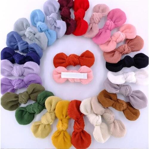 Handmade Bulk 3.0 Mini Corduroy Bow Headband Or Clip Girls hair bows Kids Baby Infant Bows Head Wraps 24 Colors 36Pcs/Lot