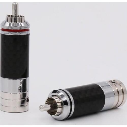 Audio Carbon Fiber Rhodium plated RCA Male plug connector 4PCS