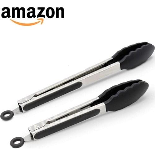 7-14inch Food Grade Silicone 304 Stainless Steel Non-slip Heat Insulation Clip Suitable for Baking BBQ Cold Salad Kitchen Tools