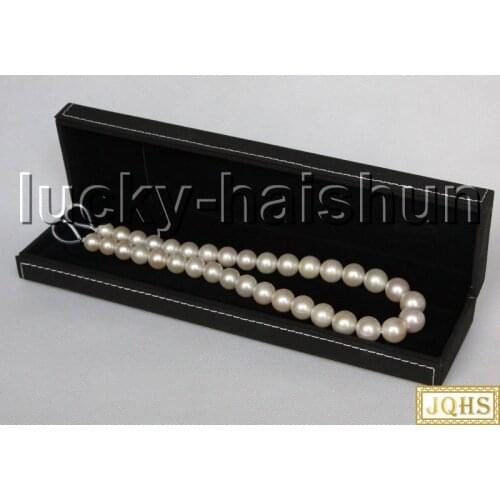 AAA natural 17" 14mm round white freshwater pearls necklace 14KT solid gold clasp c48