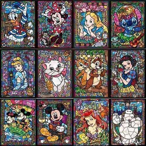 Disney Diamond Painting Cartoon Princess Fairy Animal Colorful Embroidery 5D Square Round Cross Stitch Kits Mosaic Home Decor