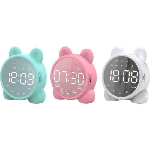 Kids Alarm Clock Bluetooth Speaker Bedside Alarm Clock,Mirror Digital Wake-Up Timer,Kids Sleep Trainer