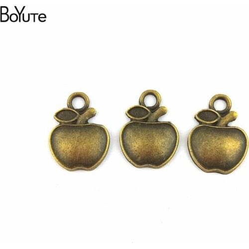 BoYuTe (50 Pieces /lot) 20*15MM Antique Bronze Plated Zinc Alloy Metal Apple Charms Pendants for Jewelry Making