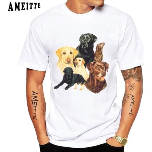 Labrador Retriever Montage Long T-Shirt New Summer Fashion Mens Short Sleeve Funny Lab Dog Print Boy Casual White Tops Man Tees