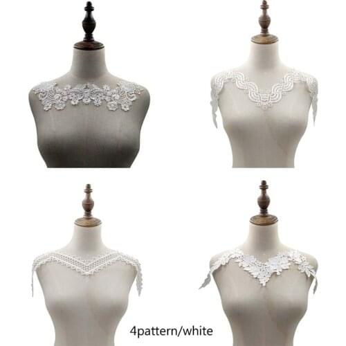 Elegant white DIY cotton Embroidery White Lace Collar Applique Neckline Accessories Wedding Dress cloth craft Decor