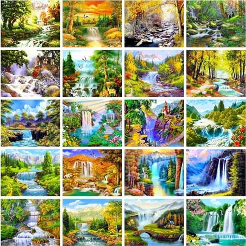 Evershine 5D DIY Diamond Painting Waterfall Diamond Embroidery Landscape Pictures Of Rhinestones Mosaic Cross Stitch Home Decor
