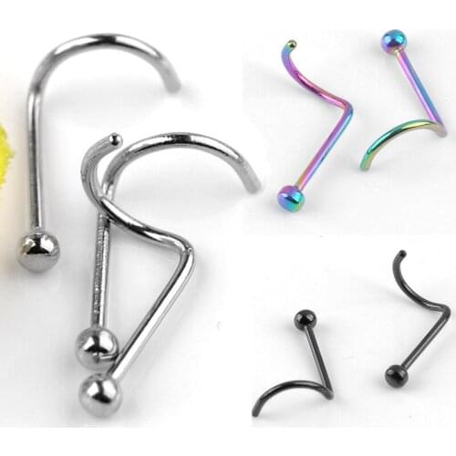 JOVIVI Wholesale 10pcs Nose Septum Piercing Nez Body Jewelry 22g Twist Screw Have 3 Colors Available Fashion Piercing Jewelry