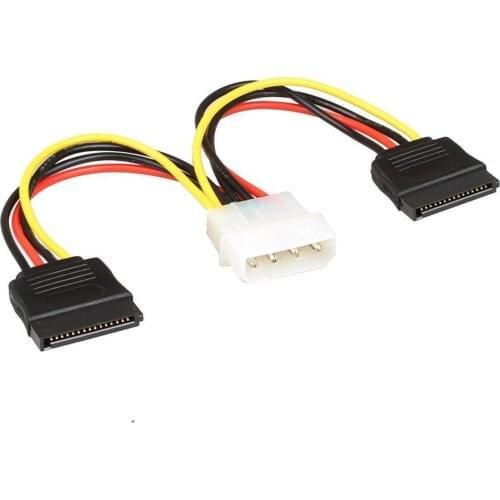 Relper-Lineso sata power cable Serial ATA SATA 4 Pin IDE Molex to 2x 15 Pin HDD Power Adapter Cable