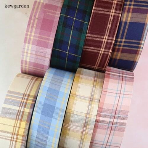 Kewgarden 2" 1" 5/8" Plaid Layering Cloth Fabric Ribbon Handmade Tape DIY Hairbow Corsage Sewing Accessories Riband 10 Meters