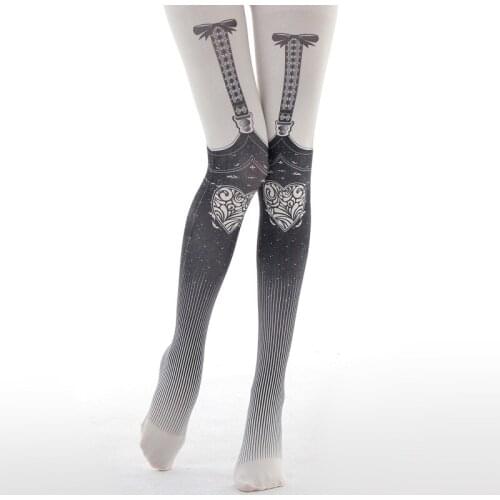Skull Hanging Belt Printed Pantyhose Thick Running Chick Cn(origin) 140D Thickness Cotton, Dropship