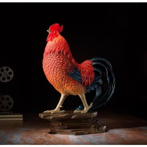 TOP Collection Auspicious talisman Business ART GIFT Home company Career Success GOOD LUCK RED Cock handmade copper Sculpture