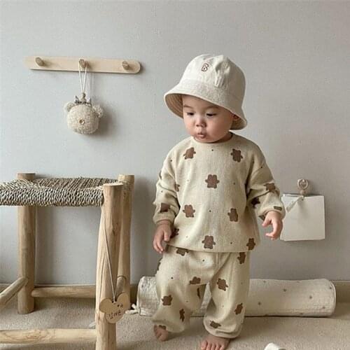 MILANCEL 2021 Autumn New Kids Clothes Long Sleeve Bear Suit Girl Sets Loose Girls Clothes Boys 2Pcs Set