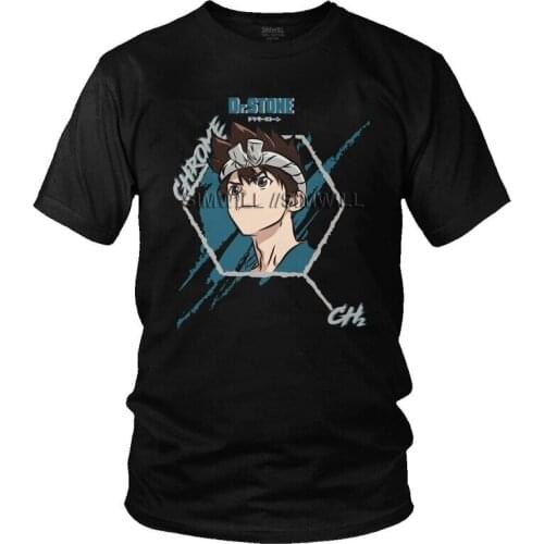 Dr Stone Chrome Tshirts Men Harajuku Tees Top 100% Cotton T Shirts Short Sleeve Manga Anime T-shirts Gift Clothing