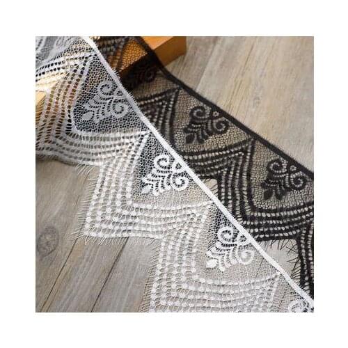 3M Long Black /White Non-elastic Eyelashes whiskers Clothing Accessories DIY Decoration 12CM Wide Lace