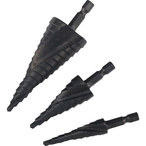 Hot 3 Pcs HSS Cobalt Step Drill Set Nitrogen High Speed Steel Hole Cutter DIY Metal Wood Power Tool Hex Shank Auger Pagoda Drill