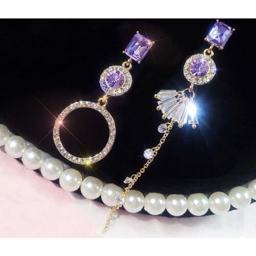 New asymmetric hoop earrings female Japanese and Korean temperament long earrings wild fashion earrings