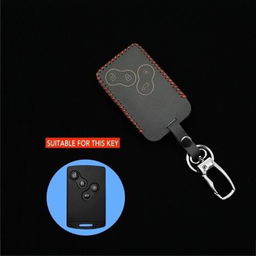 New Design Leather Car Key Cover For Renault Ridjar Megane 2 3 4 Rs Koleos Logan Key Chain Case Remote 4 Buttons Accessories