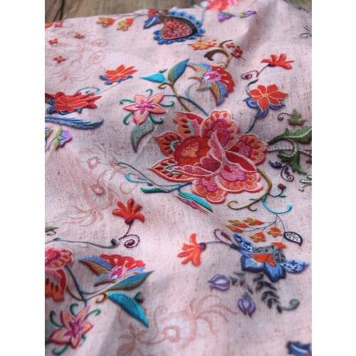 Clothing handmade new pure ramie print stereoscopic retro fabric High-grade linen fabric